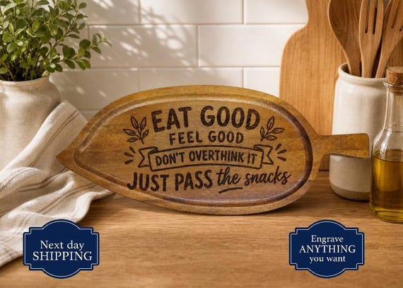 Engraved Wooden Serving Board – Rustic Charcuterie Tray, Funny Kitchen Decor