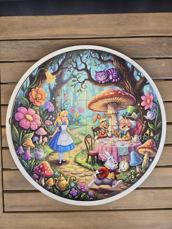 Alice in Wonderland Wooden Jigsaw Puzzle - Challenging Fairy Tale Gift for Kids & Toddlers