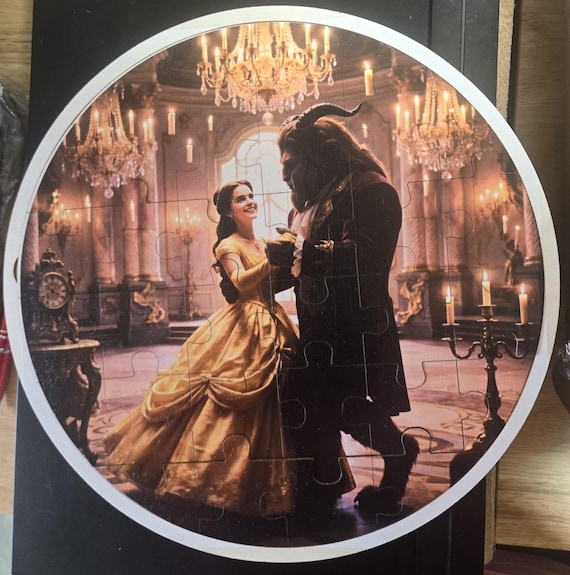 Beauty and the Beast Roud Wooden Puzzle-Classic Fairy Tale Adventure for Kids Challenging Jigsaw Lover