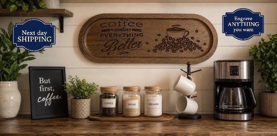 Coffee Makes Everything Better Sign, Coffee Station Decor, Coffee Bar Wall Sign, Kitchen Decor, Coffee Lover Gift, Rustic Coffee Bar