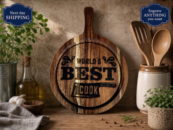 Rustic Engraved Wooden Cutting Board – World's Cook Kitchen Gift