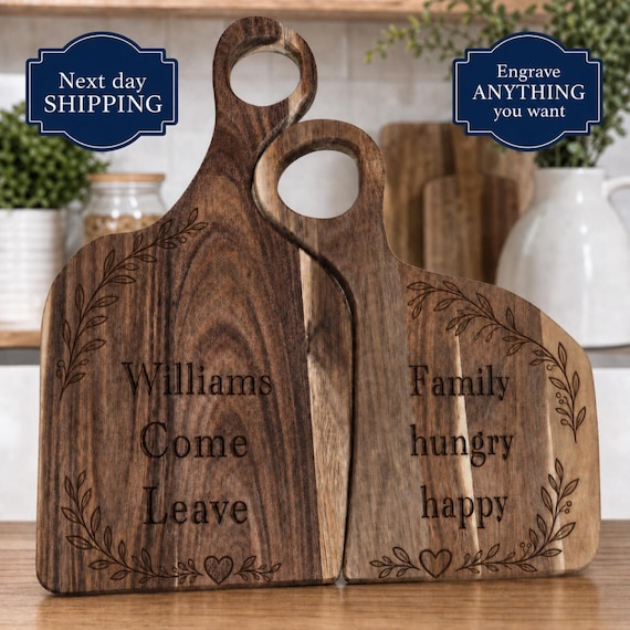 Personalized Mr & Mrs Wooden Cutting Board Set, Rustic Serving Tray, Wedding Anniversary Gift