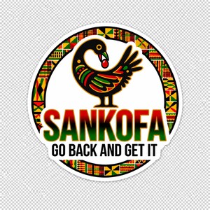 Sankofa Bird Vinyl Decal - Adinkra Symbol Kente Pattern African Heritage Ghana Gift