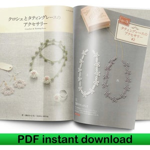 96 Patrón DE CROCHET Y FRIVIOLETA JAPONÉS-“Encaje De Ganchillo Y Frivolité”-Libro electrónico de artesanía japonesa. Descarga instantánea de archivo Pdf, libro japonés pdf