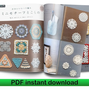53 Mini motifs, JAPANESE crochet, Circle Triangle Square Hexagon motifs, Crochet patterns book, eBook, PDF pattern, Crochet mini pattern