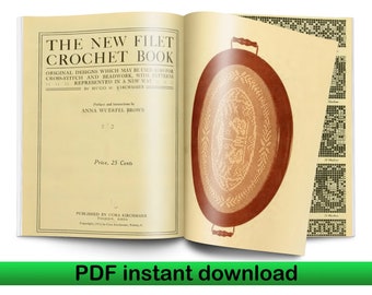 Book of filet crochet, crochet patterns book, eBook, crochet tutorial, crochet pattern, crochet filet patterns, filet crochet pattern