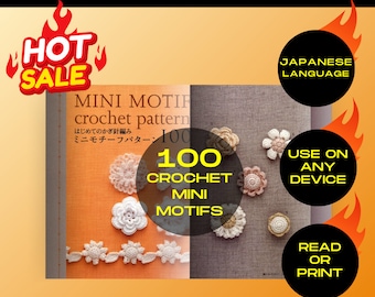 100 Mini motifs JAPANESE Crochet patterns book eBook crochet book PDF crochet pattern, PDF pattern Crochet flower pattern