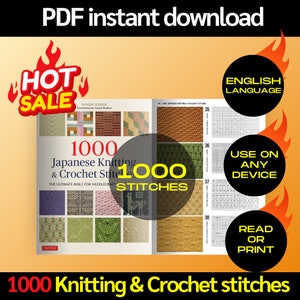 Digital Crochet & Knitting Ebook: 1000 Japanese Stitches, Craft Pattern Guide, motifs pattern, PDF crochet pattern, PDF pattern