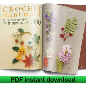 100 Crochet mini motifs JAPANESE Crochet patterns book eBook crochet book PDF crochet pattern, PDF pattern Crochet flower pattern