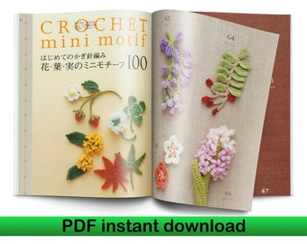 100 Crochet mini motifs JAPANESE Crochet patterns book eBook crochet book PDF crochet pattern, PDF pattern Crochet flower pattern