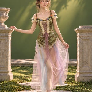 Vestido Woodland Fairy, Vestido Corsé Cottagecore, Outfit Fairycore Renacentista