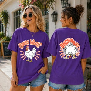 Guess What Chicken Butt PNG | Funny Retro Preppy Shirt Design Front & Back | Matching Sublimation Graphic | Boutique DTF Digital Download