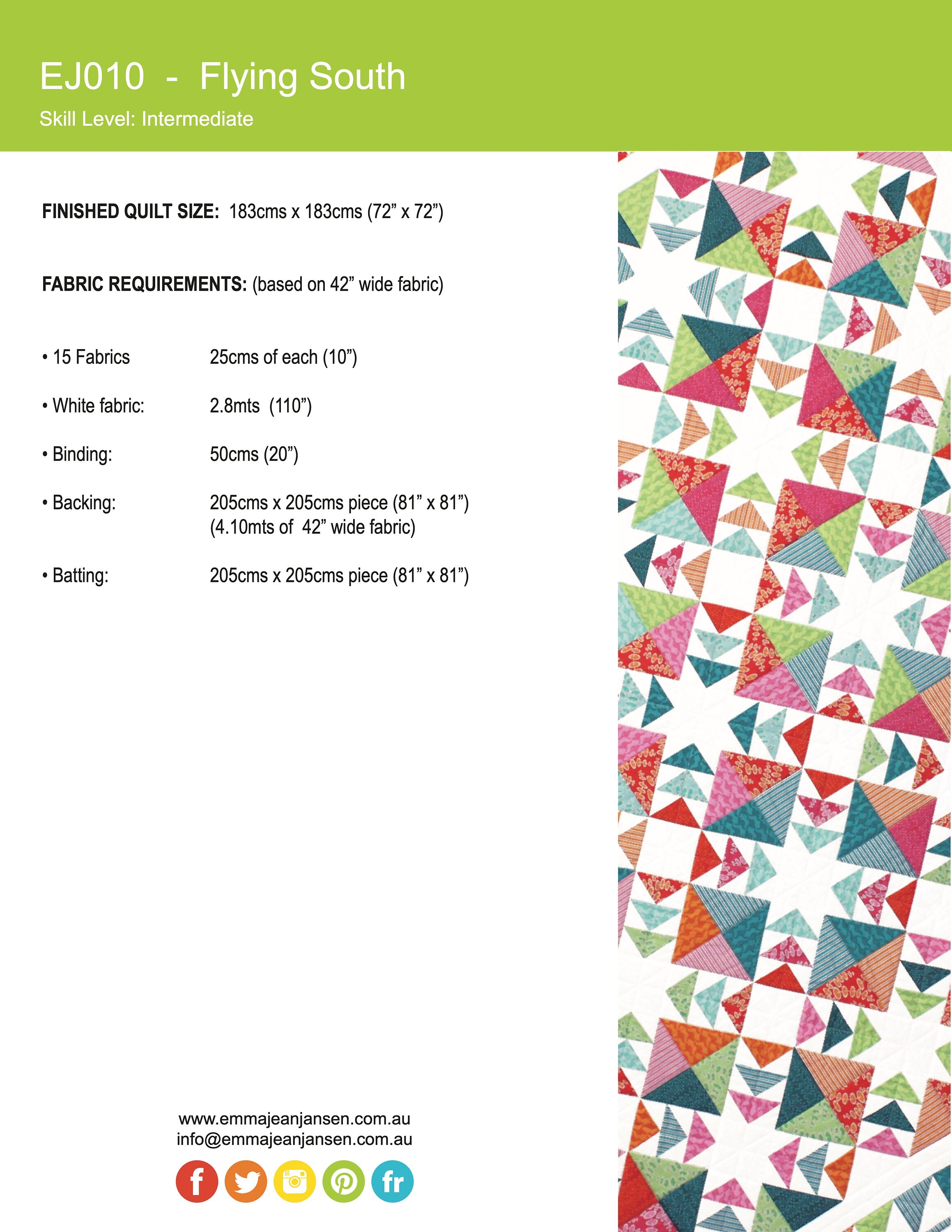 Flying South Quilt PDF Pattern by Emma Jean Jansen - Immediate Download ...