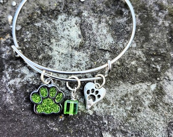Paw Print - Dog Rescue Bracelet - Charm Bracelet - Dog Bracelet - Rescue Bracelet - Rescue Dog Bracelet - Dog Jewelry - Bangle Bracelet