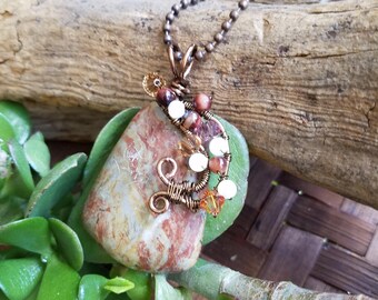 Cappucino Jasper Gemstone Pendant Stone Necklace Healing Crstal Handmade Jewelry Crystal Shop Gift for Her Handmade Gemstone Jewelry ST207