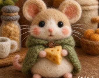 Needle Felt Animal Plush, Cute Handmade Felted Wool Animal Decor, Kawaii Desk Pet Gift, Cozy Cottagecore Room Decor