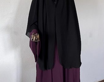 Khimar Casquette Zip Noir avec Niqab – Mousseline Saoudienne Premium | Modeste, Élégant & Polyvalent