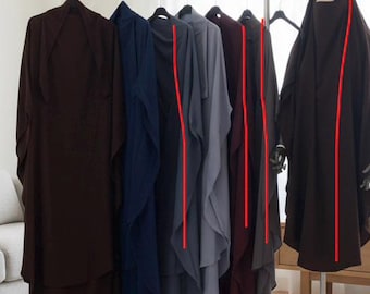 Khimar cape femmes fentes sur les côtés -Extra long-option niqab intégré-tissu fluide premium-multicolore