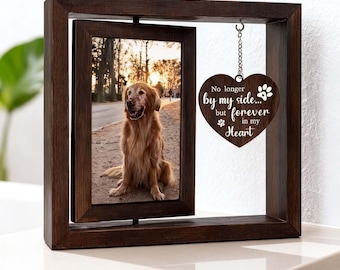 Herdenkingscadeau hond, geschikt voor verloren honden, roterende houten fotolijst 4 x 6, dubbelzijdig display, herdenkingscadeau huisdier, condoleancecadeau voor huisdier