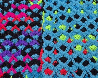 Crochet Multi Color Baby Blanket, Soft Crib Size
