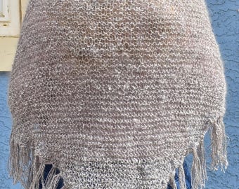 Hand Spun, Knit, Angora, Shetland, Shawl Free Shipping