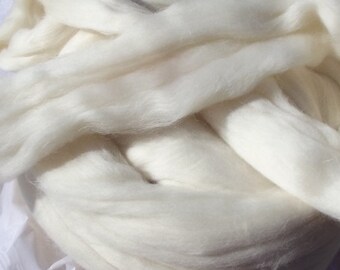 White organic Polwarth Top Roving 8oz