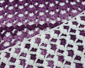 Crochet Crib Blanket: Two-Sided Purple Baby Blanket
