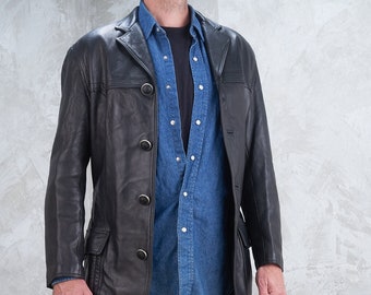 Vintage Jacket Leather Type Gianni Versace Tag Long Jacket 80s - Etsy