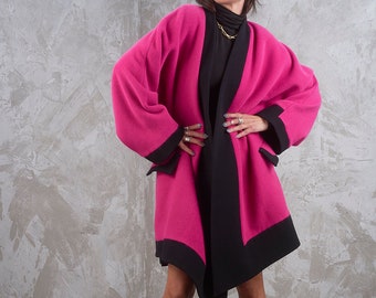 GIANNI VERSACE COUTURE Fall 1991 Runway Fuchsia Wrap Coat