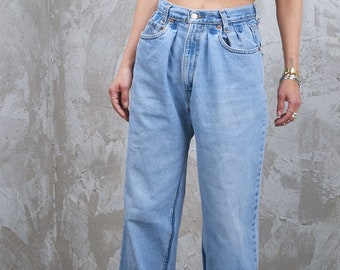 LEVIS 90s 550s One of a Kind Re-Fit Reworked Pleat Waist Relax Jean Med-Light 28 Made In USA