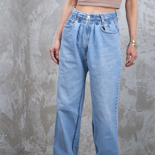 LEVIS 90s 550s One of a Kind Re-Fit Reworked Pleat Waist Relax Jean Med-Light 28 Made In USA