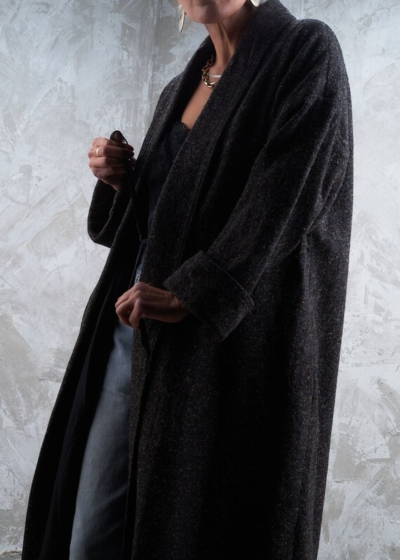1980s Donegal Tweed Oversize Duster Robe Coat OS - image 9