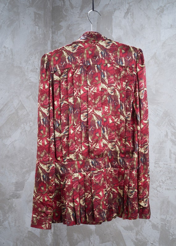 1990s KARL LAGERFELD Runway Collection Red Abstra… - image 9