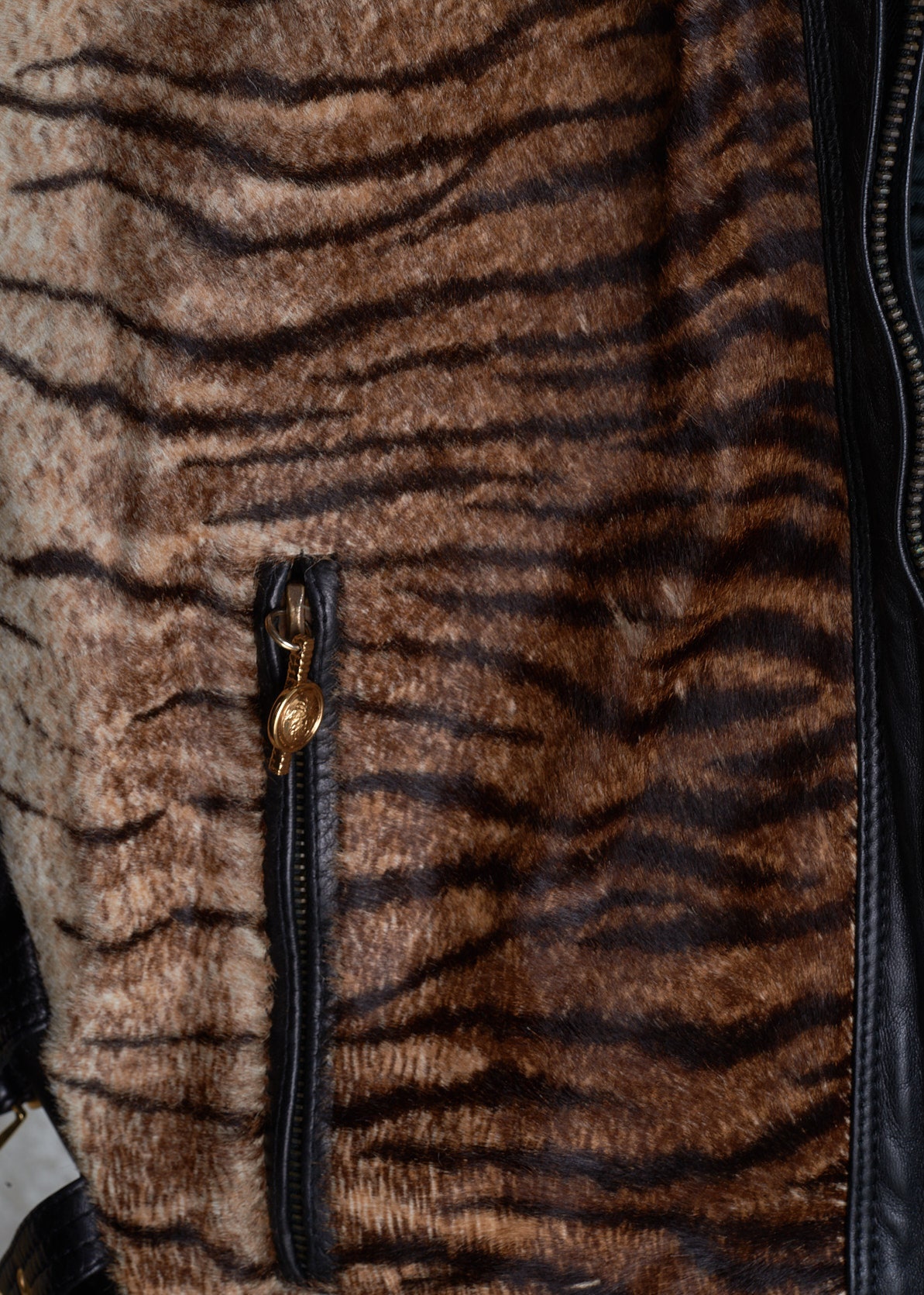 GIANNI VERSACE 1992 Fw Bondage Collection Black Leather Fur Hood