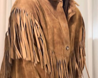 1990s Soft Suede Fringe Western Jacket M