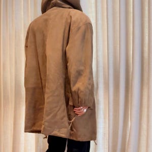 COURRREGES 1980s Rustic Suede Hooded Duffel Coat M image 6