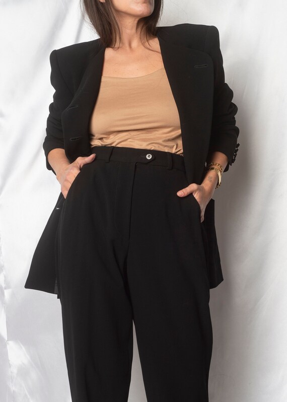 GIORGIO ARMANI// 1990s Asymmetric Black Pant Suit… - image 8