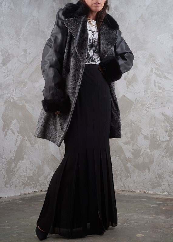COMPLICE 1990s Faux Fur and Leather Jacker S M - image 5
