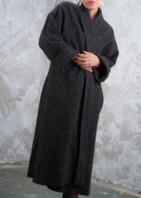 1980s Donegal Tweed Oversize Duster Robe Coat OS - image 7