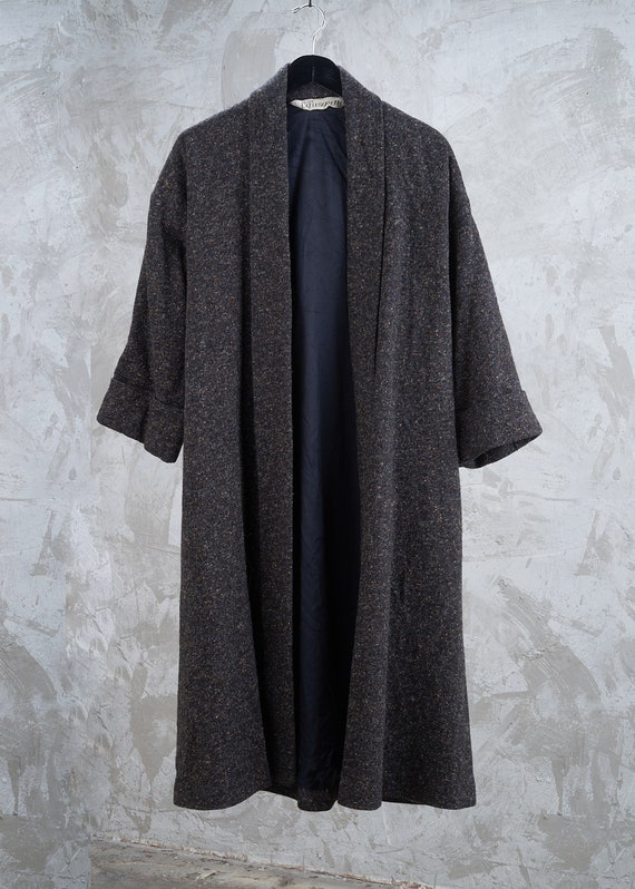 1980s Donegal Tweed Oversize Duster Robe Coat OS - image 2