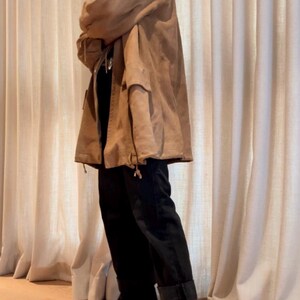 COURRREGES 1980s Rustic Suede Hooded Duffel Coat M image 8