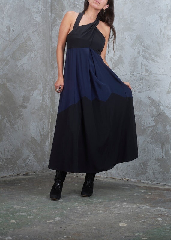 1990s Karl Lagerfeld Runway Silk Dress, Black Navy Halter, Made in France - Etsy New Zealand 1990s Karl Lagerfeld Runway Silk Dress, Black Navy Halter, Made in France - Etsy New Zealand