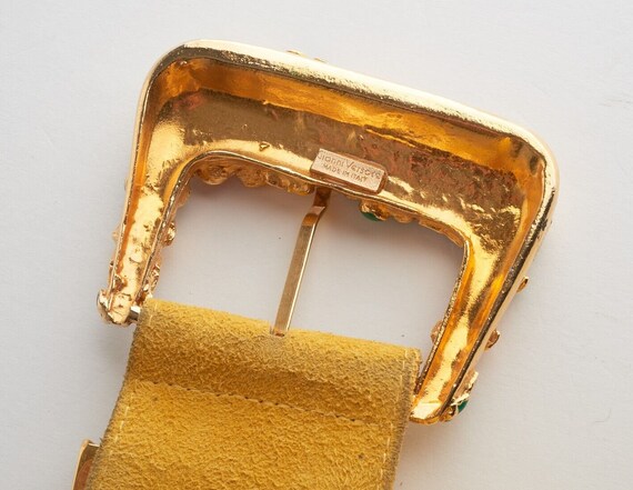 GIANNI VERSACE 1991 Runway Belt Yellow Suede Gold… - image 3