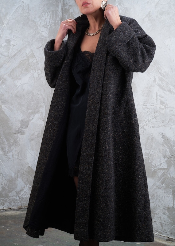 1980s Donegal Tweed Oversize Duster Robe Coat OS - image 1