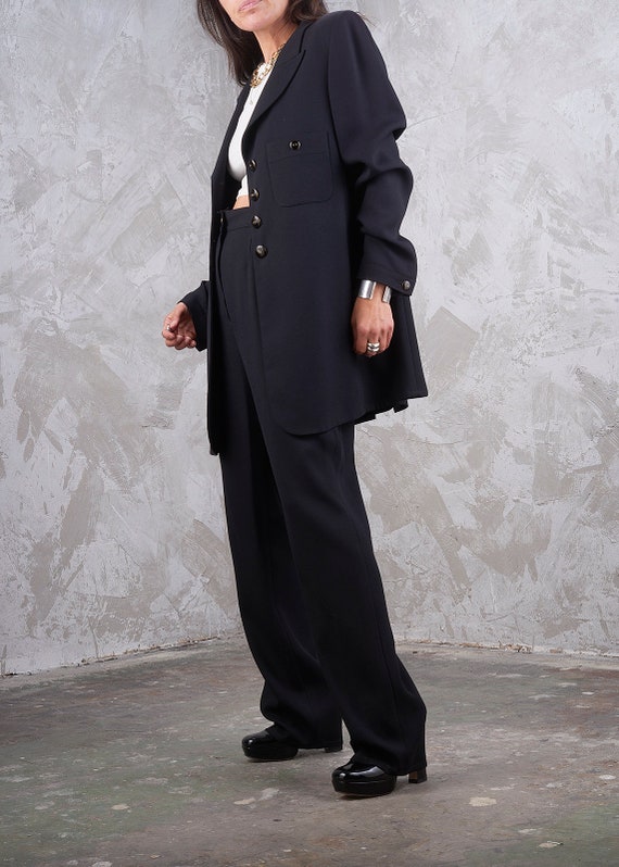 SONIA RYKIEL 2000s Enamel Button Crepe Pant Suit M - image 6