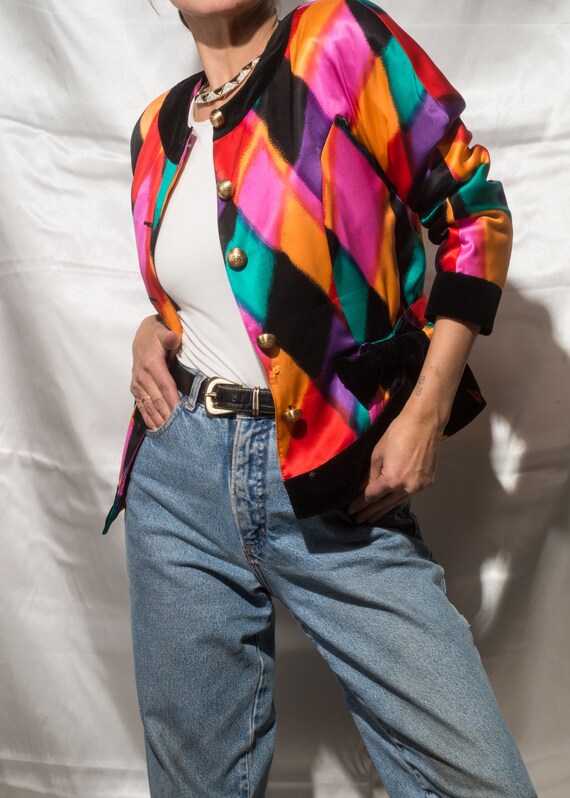 1980s// LOUIS FERAUD// Harlequin Satin & Velvet Tr