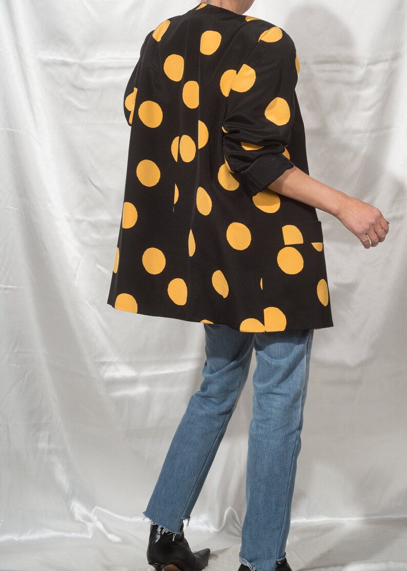 1980s DAVID HAYES Exaggerated Polka Dot Silk Jacket M L