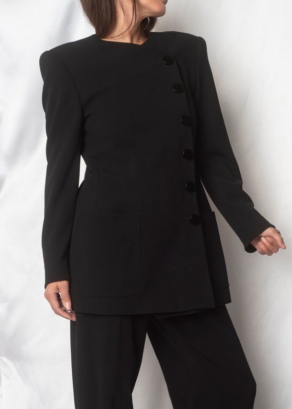 GIORGIO ARMANI// 1990s Asymmetric Black Pant Suit… - image 6