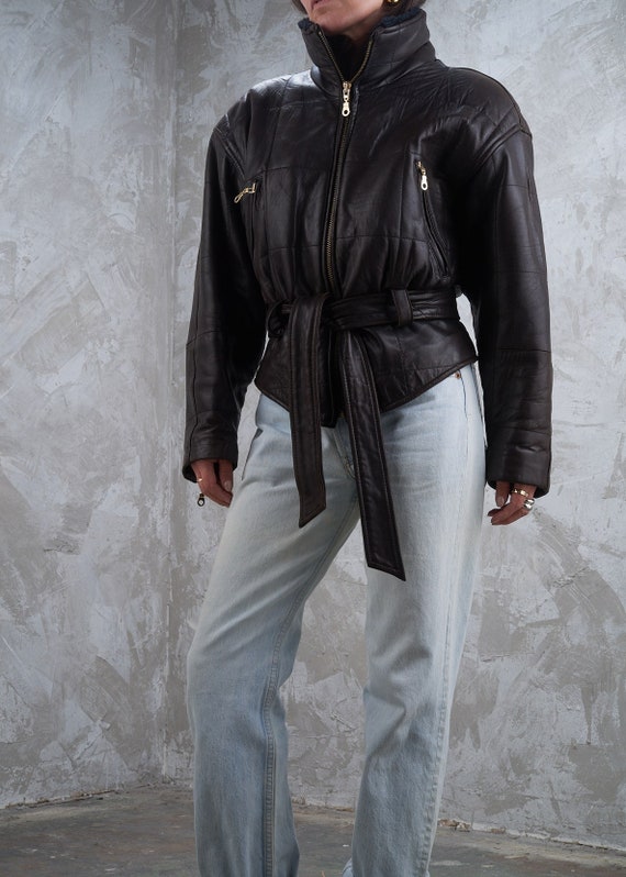 faux fur tie waist coat