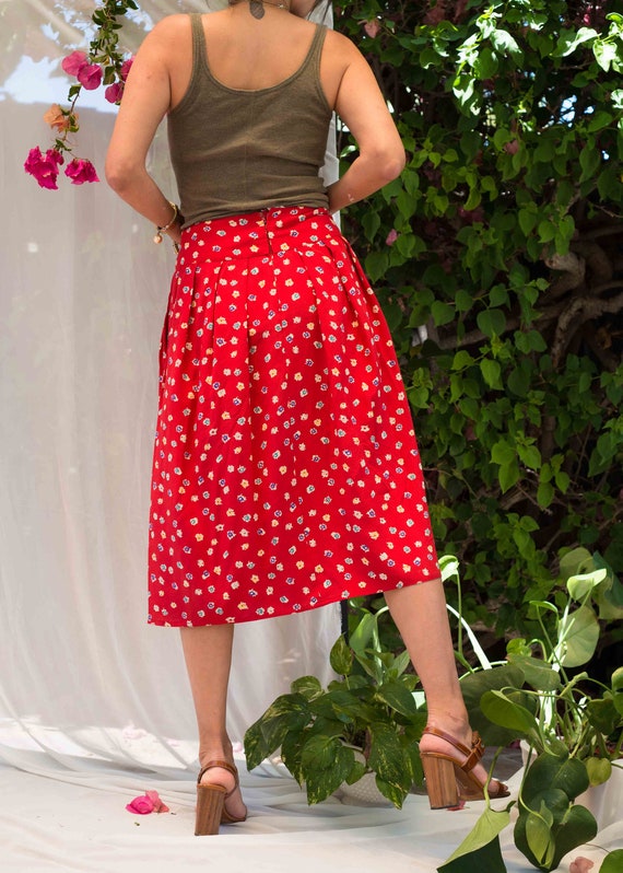 1980s// CHLOÉ Paris// Ditsy Floral Silk Midi Skirt